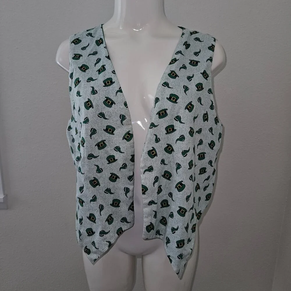 Handmade St Patrick's Day Reversible Vest Green Leprechaun Child Lg? Adult Sm?